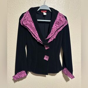 Saint Gil Paris Ladies‎ Vintage Blazer Jacket Size Small Floral Black Pink